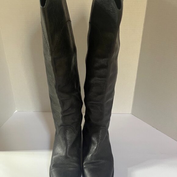 Chanel Black Leather Knee High Boots Size 38 / US 7.5 - Picture 1 of 14